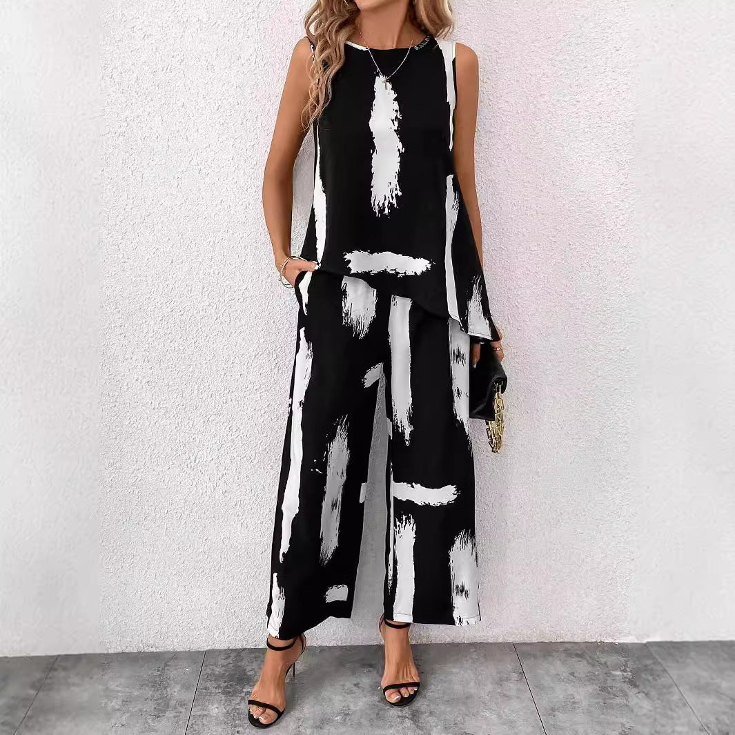 Women's Blouse Set with Casual Cut and Trendy Pattern