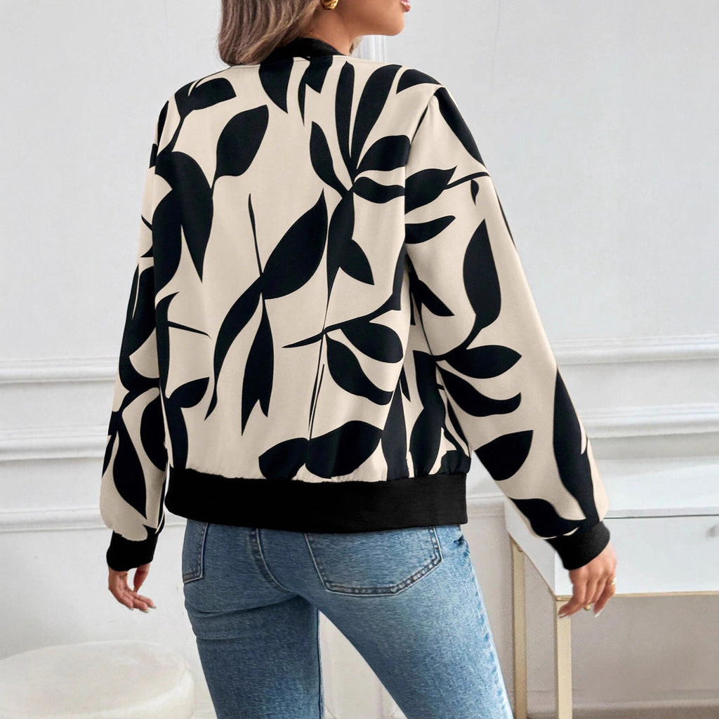 Women's Bomber Jacket with Floral Print