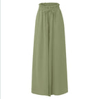 Women's Elegant and Airy Wide-Leg Trousers with Elastic Waist and Pockets