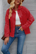 Women's Denim Jacket with Relaxed Fit and Frayed Details