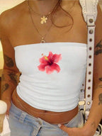 Women's Bandeau Top with Bold Statement Print
