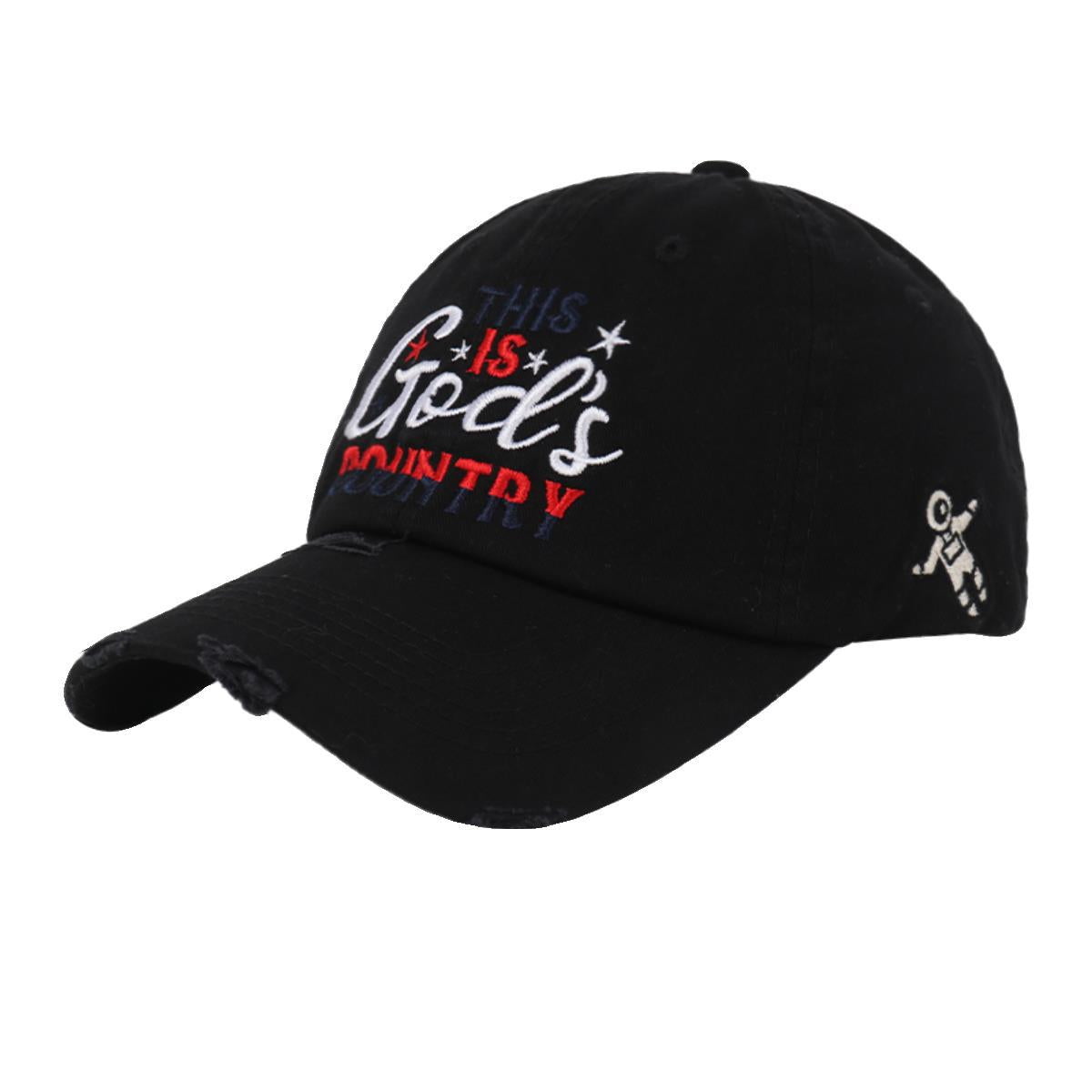 Men's Distressed Embroidered Baseball Cap