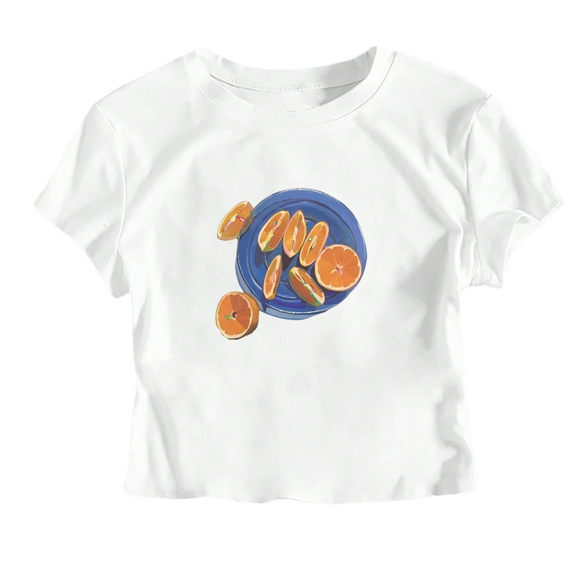Women's Crop T-Shirt with Fruity Design and Casual Cut