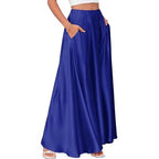 Women's Maxi Skirt with Elegant Pleats and Practical Pockets