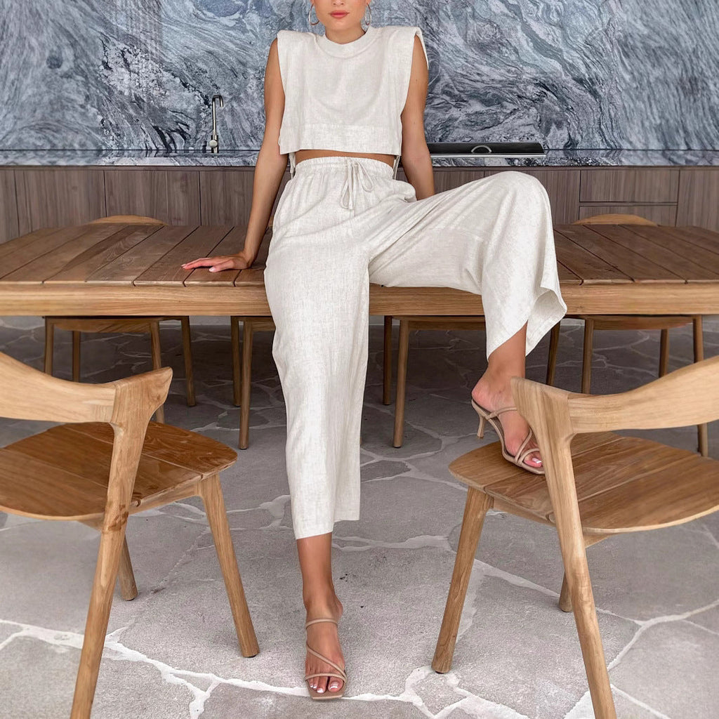 Two-Piece Set with Wide Sleeves and Elastic Waistband