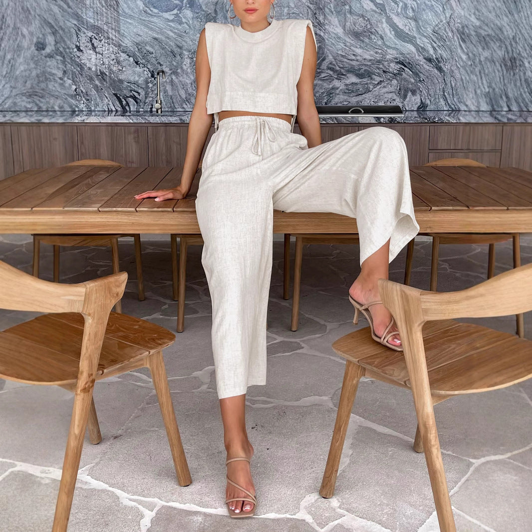 Two-Piece Set with Wide Sleeves and Elastic Waistband
