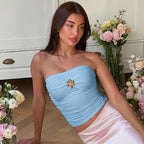 Women's Bustier Top with Elegant Twist and Sparkling Detail