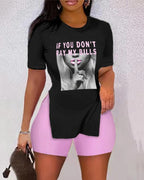 Women's Leisure Set with Animal Print and Shorts