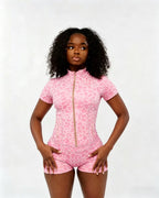 Women's Fashionable Sport Suit with Crop Top and Long Sleeves in Leopard Print