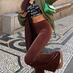Women's Elegant High-Waisted Flare Trousers
