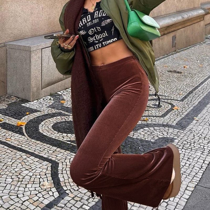 Women's Elegant High-Waisted Flare Trousers
