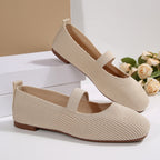 Women's Ballet Flats with Elastic Knit Design