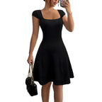 Women's Sleeveless A-Line Dress with Square Neckline