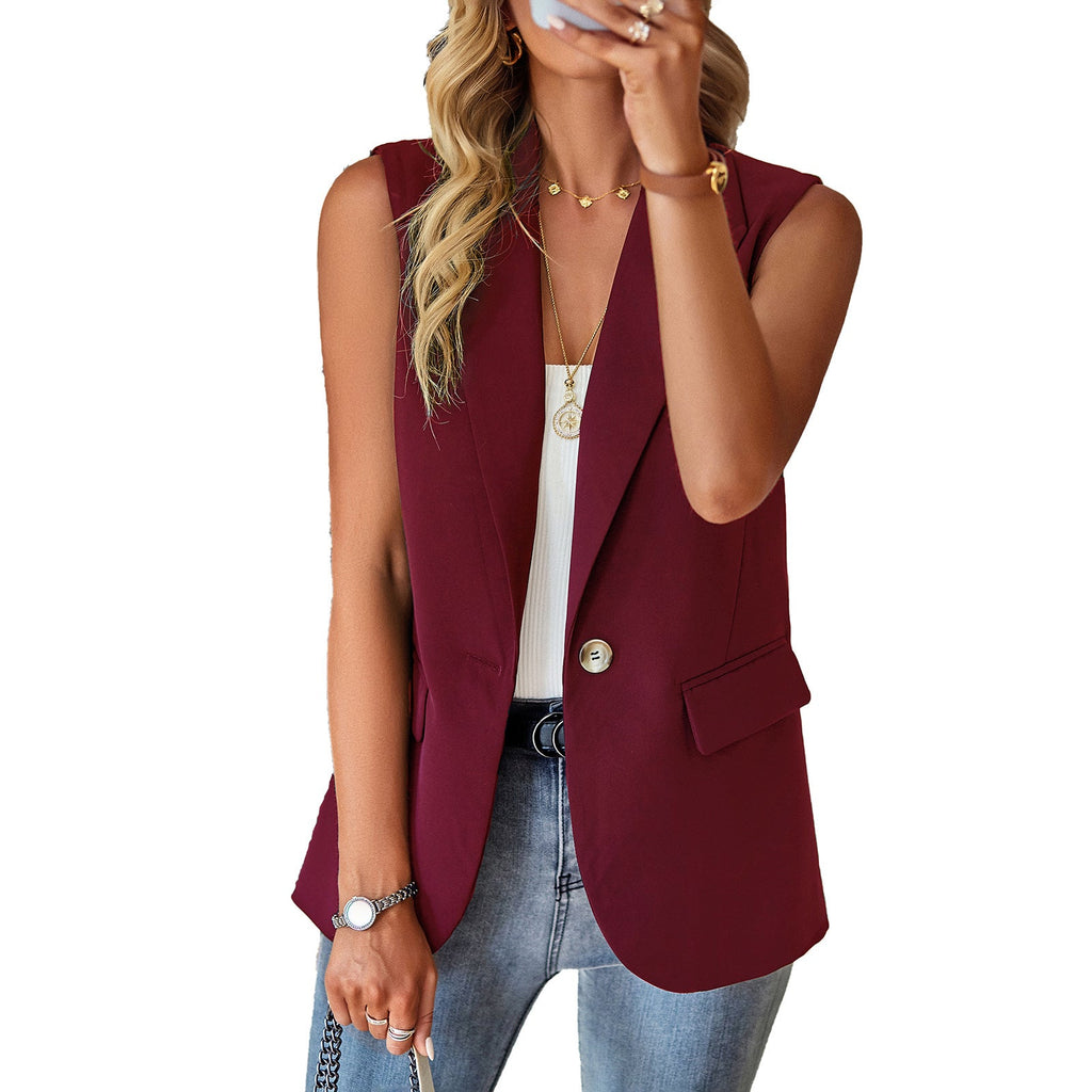 Women's Sleeveless Blazer Top with Tailored Silhouette