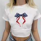 Women's Crop T-Shirt with Creative Bow Details