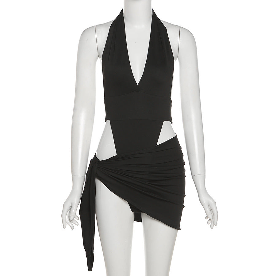 Women's Swimsuit with Deep V-Neck and Trendy Cut-Out