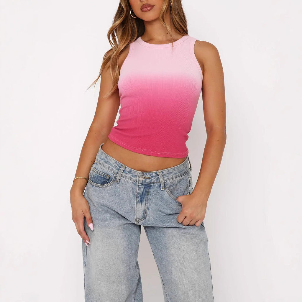 Women's Sleeveless Ribbed Top with Gradient