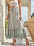 Women's Maxi Skirt with Handmade Pattern and Elastic Waistband