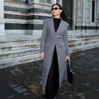Women's Elegant Textured Wool Coat with Pockets