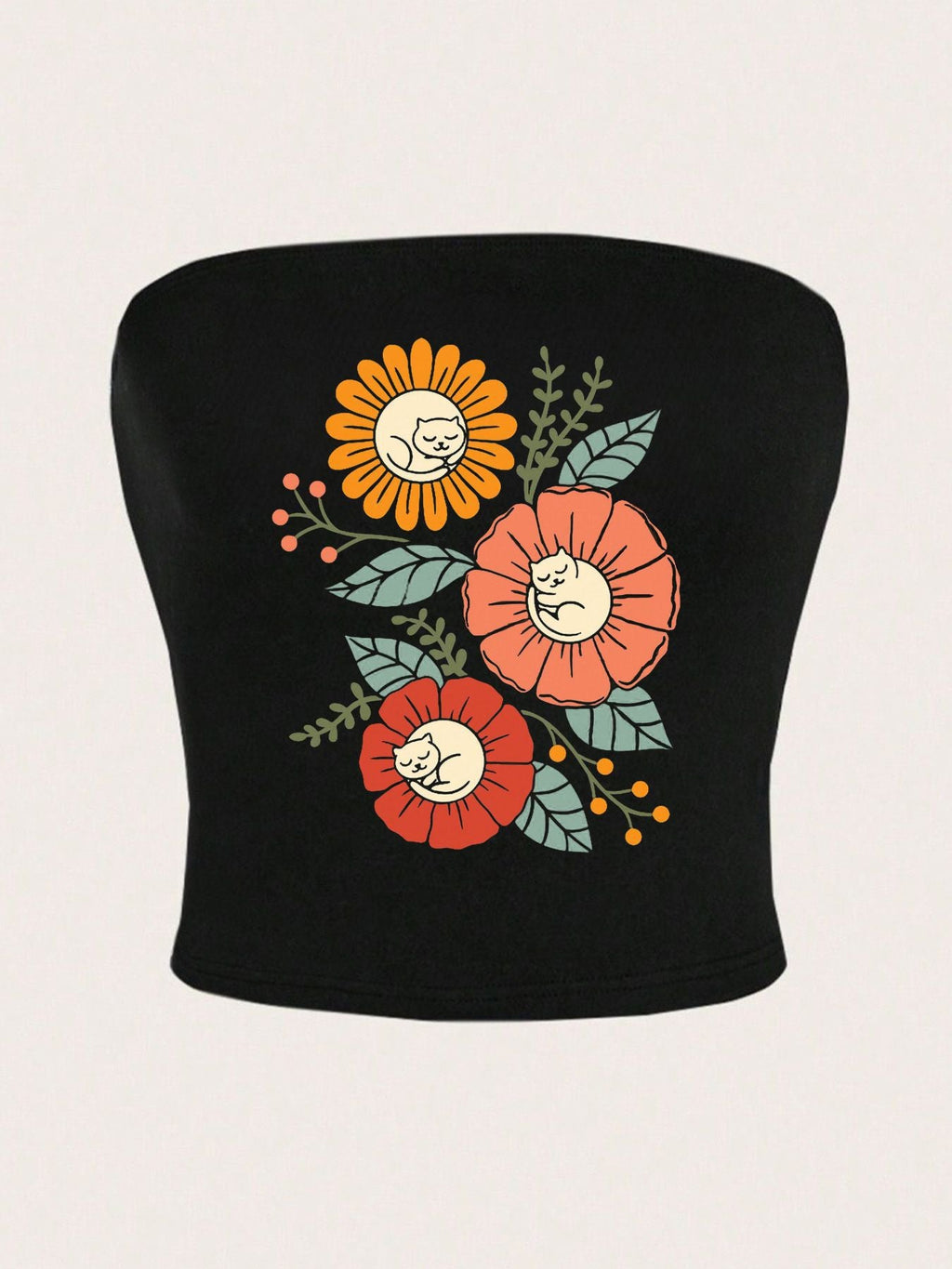 Women's Bandeau Top with Bold Statement Print