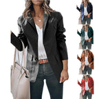 Women's Elegant Blazer Jacket in Timeless Design with Glossy Finish
