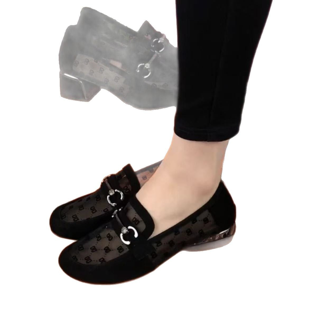 Women's Ballet Flats with Transparent Design and Fashionable Accents