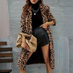 Women's Leopard Print Faux Fur Coat