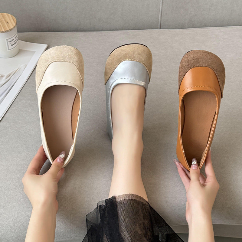 Women's Suede Ballet Flats with Non-Slip Sole