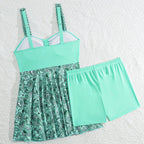 Women's Swimsuit Set with Feminine Skirt and Adjustable Straps