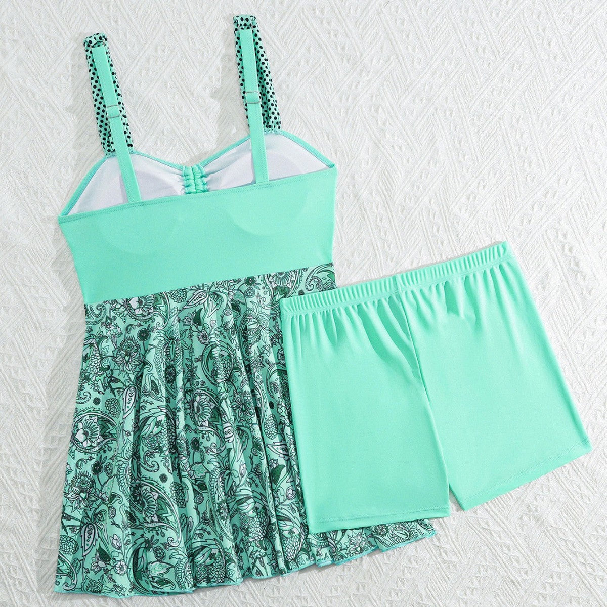 Women's Swimsuit Set with Feminine Skirt and Adjustable Straps