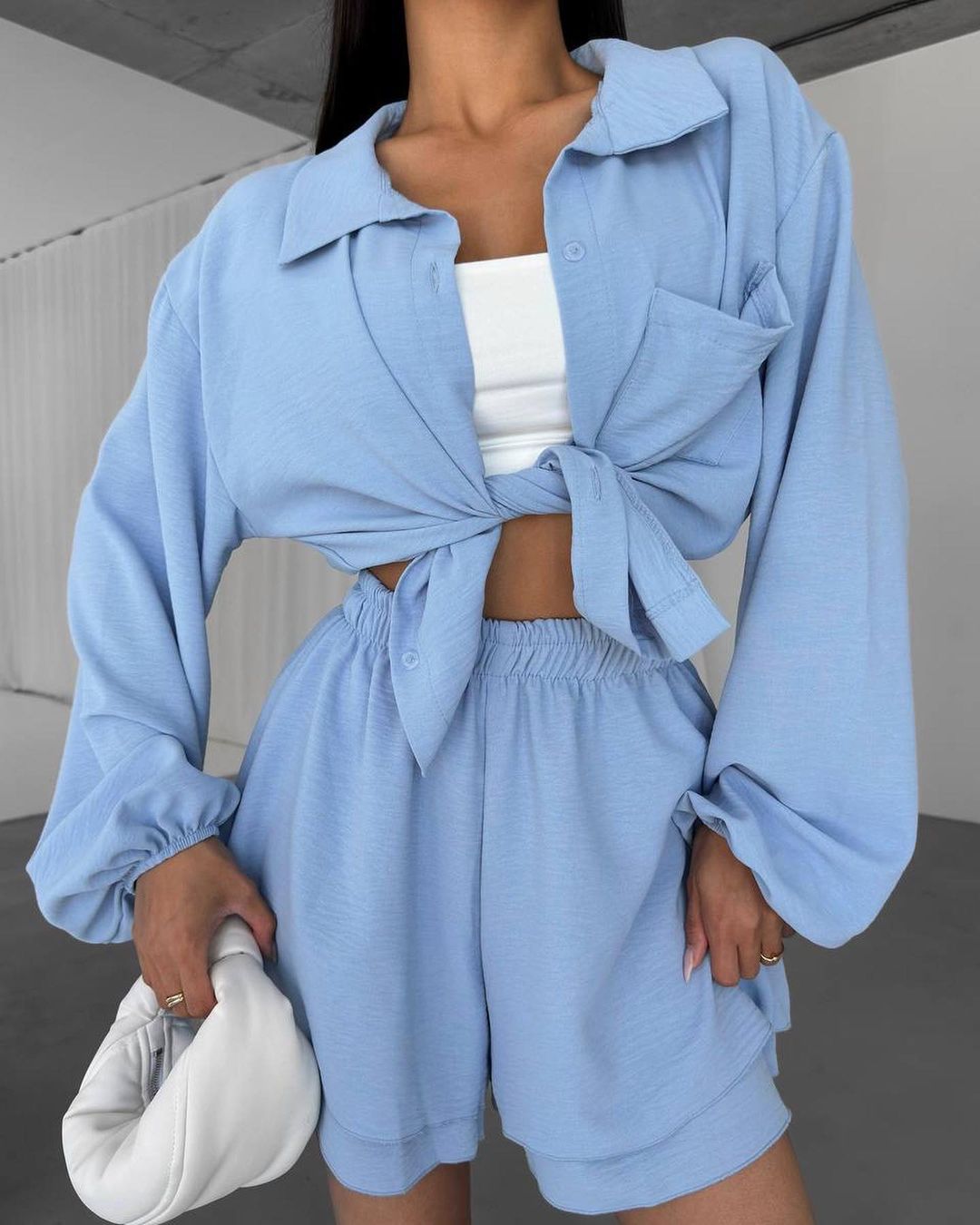 Women's Relaxed Shorts Set with Oversized Shirt