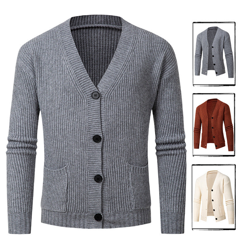 Women's Striped Cardigan with Modern Cut and Practical Pockets