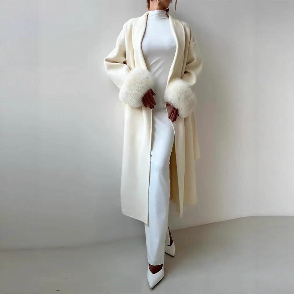 Elegant Warm Coat with Faux Fur Details