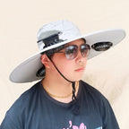 Wide-brimmed sun hat with detachable swivel solar fans and adjustable chin strap Kalsten