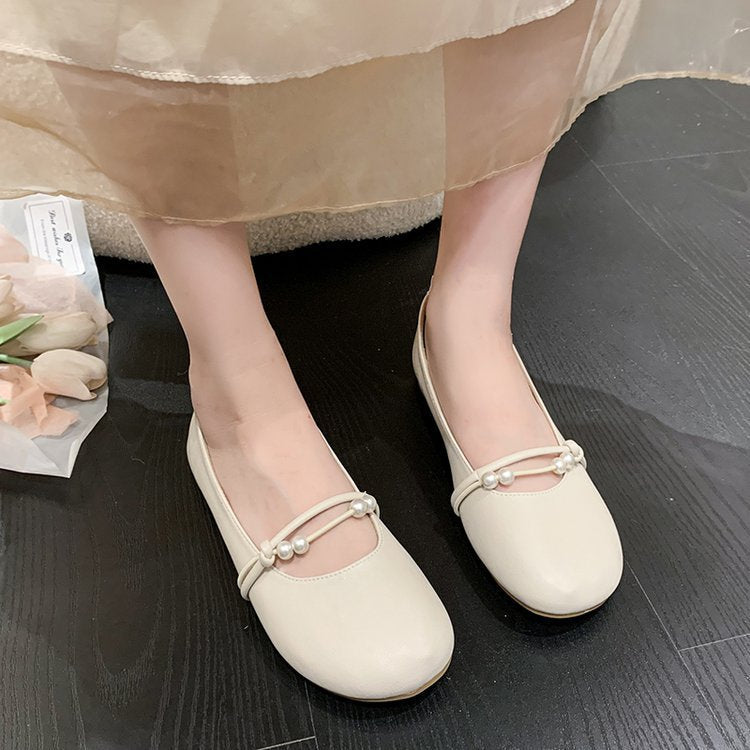 Women's Ballet Flats with Elegant Pearl Embellishments