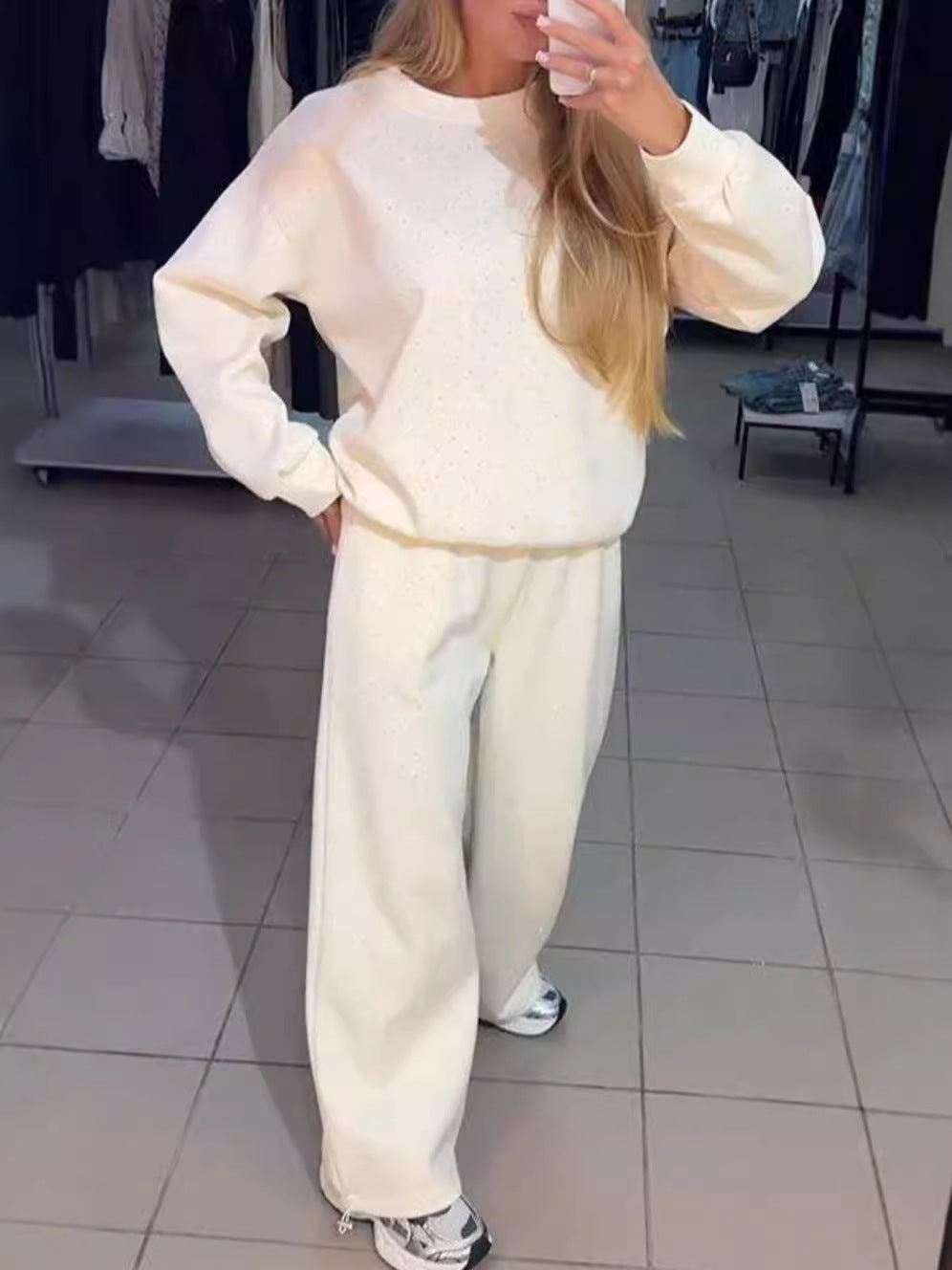 Casual Leisure Suit with Polka Dot Design