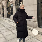Women's Long-Sleeve Puffer Coat with Insulated Lining and Adjustable Hood