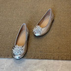Women's Ballet Flats with Unique Floral Decor and Glossy Finish