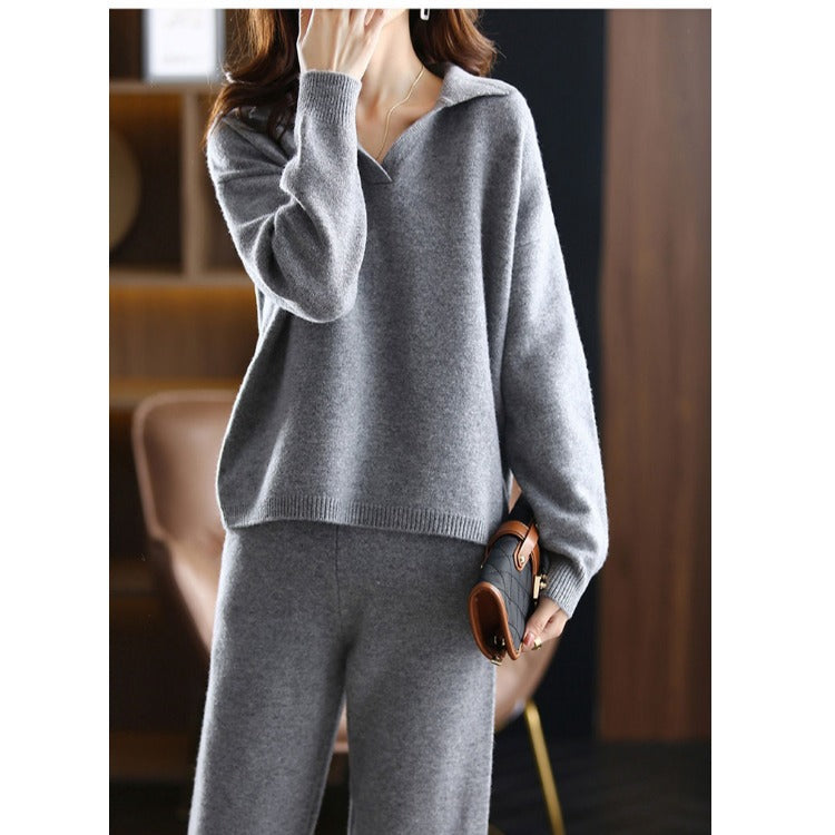 Women's Elegant Collared Cardigan with Wide Cut