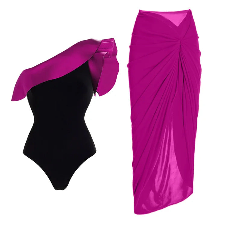 Women's Asymmetric Ruffle Swimsuit