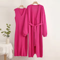 2-Piece V-Neck Dress and Cardigan Set