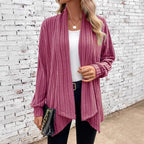 Women's Trendy Cardigan with Textured Design and Open Cut