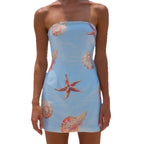 Bandeau Mini Dress with Maritime Shell Print