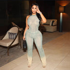 Women's Elegant Mesh Jumpsuit with Racerback