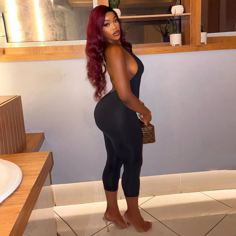 Elegant High-Neck Fitted Jumpsuit