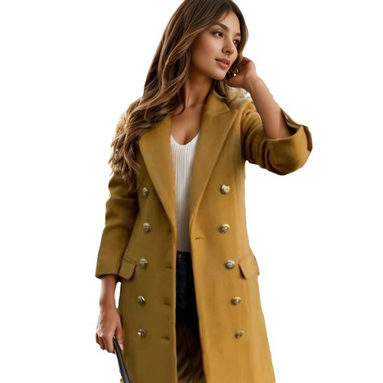 Women's Elegant Double-Breasted Blazer Coat