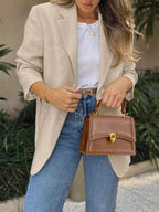 Elegant Women's Blazer with Modern Cut Lines and Practical Pockets