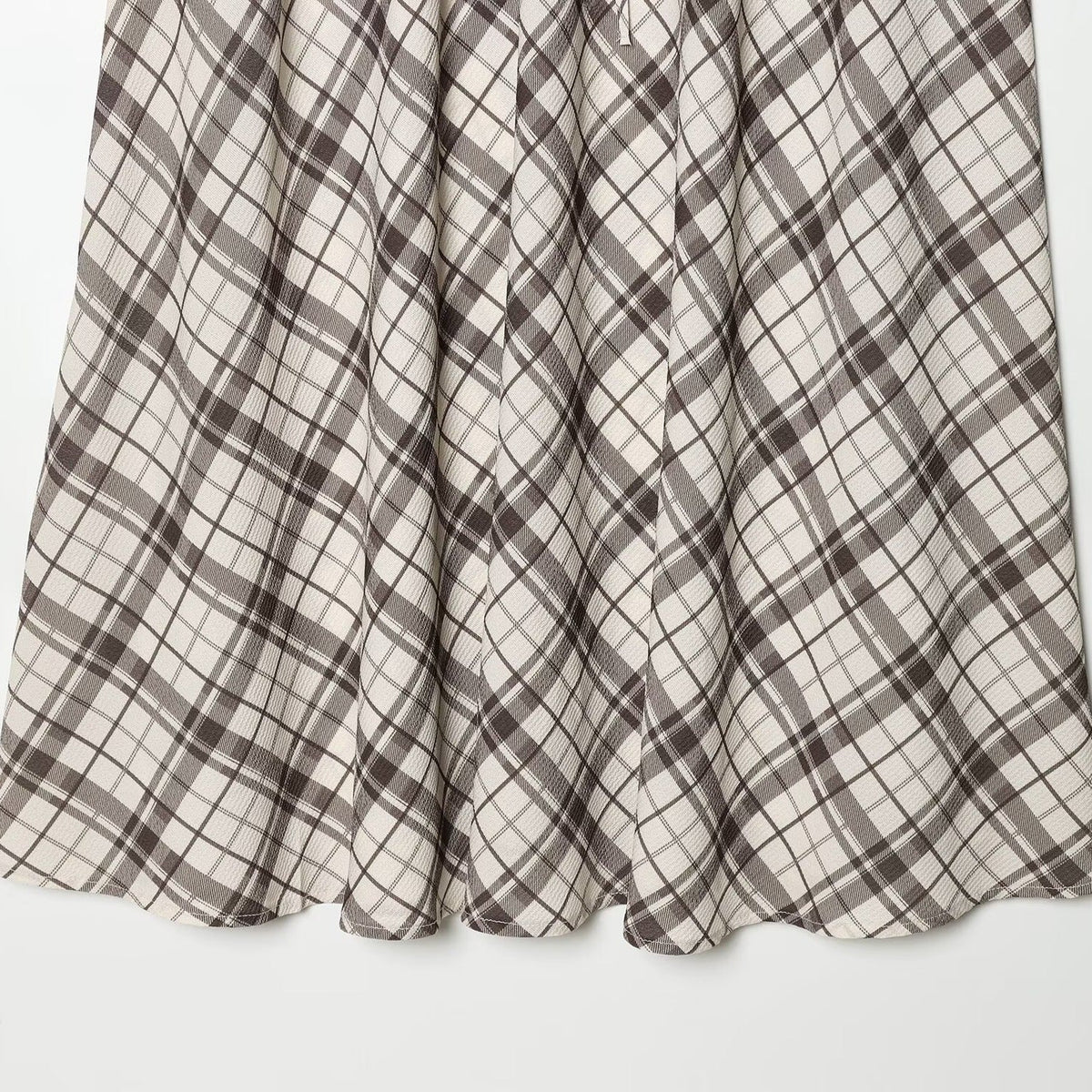 Women's Maxi Skirt with Casual Drawstring and Plaid Pattern