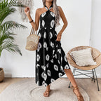 Women's Boho Maxi Dress with Asymmetrical Straps