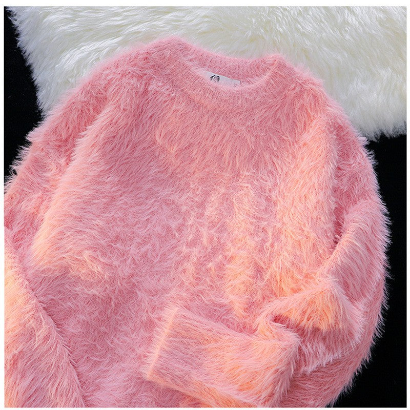 Women's Fluffy Crew Neck Pullover